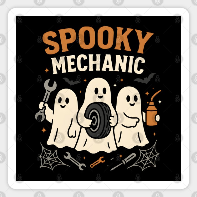 Spooky Mechanic Ghost Halloween Garage Graphic Gift Sticker by MakerMind8.2